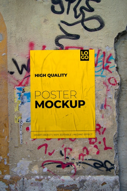 Crumpled poster mockup