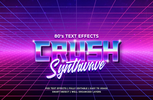 PSD crush 80's retro text effect 