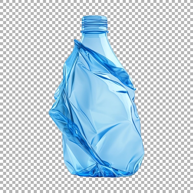 Crushed Plastic Bottle on Transparent Background Ai Generated