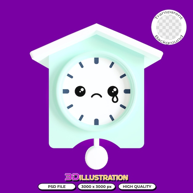 Crying Wall Clock 3d Illustration