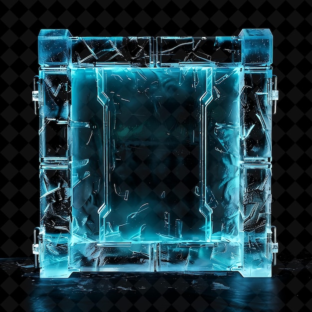 Cryogenic Gate With Sub Zero Temperature and Ice Blue Coolan PNG Y2K Shape Neon Color Collection