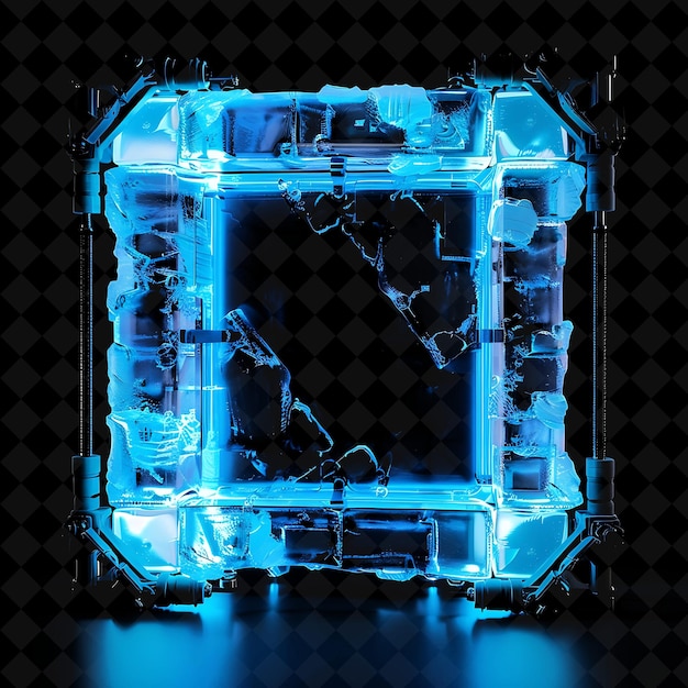 Cryogenic Gate With Sub Zero Temperature and Ice Blue Coolan PNG Y2K Shape Neon Color Collection