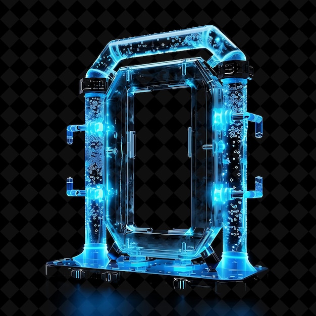 Cryogenic Gate With Sub Zero Temperature and Ice Blue Coolan PNG Y2K Shape Neon Color Collection