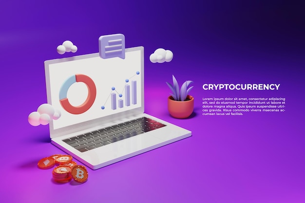 Crypto mining illustration using a laptop