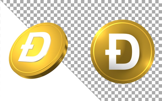 cryptocurrency coins 3d rendering Dogecoin DOGE