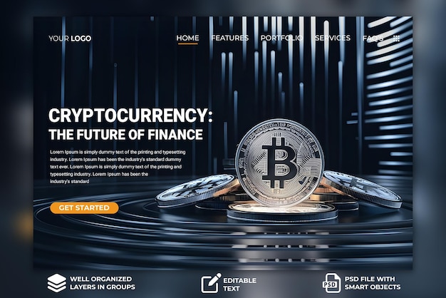 Cryptocurrency Home Page Template Design