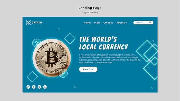 PSD cryptocurrency landing page template