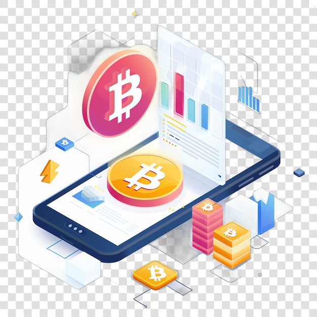 Cryptocurrency realistic photo isolated on transparent background