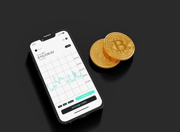 PSD cryptocurrency with smartphone mockup