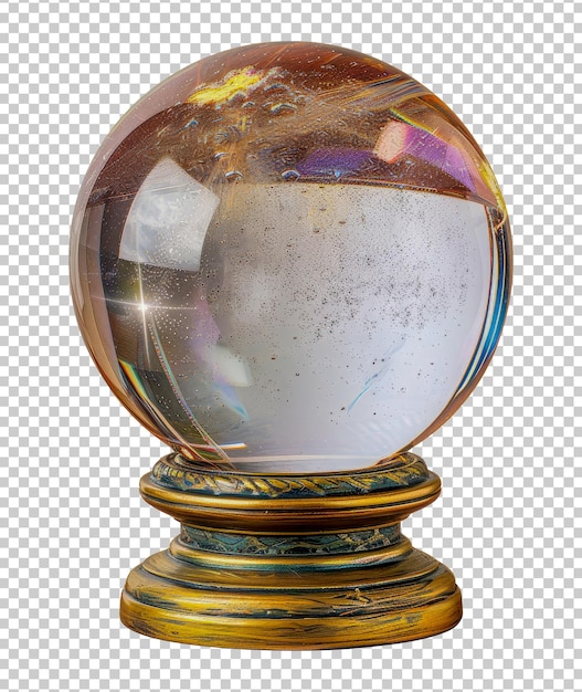 PSD crystal ball with reflections on golden stand