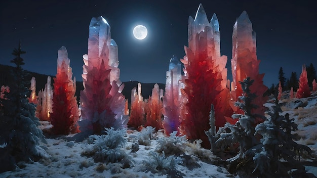 PSD crystal forest under the moonlight