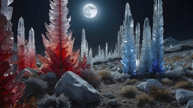 PSD crystal forest under the moonlight