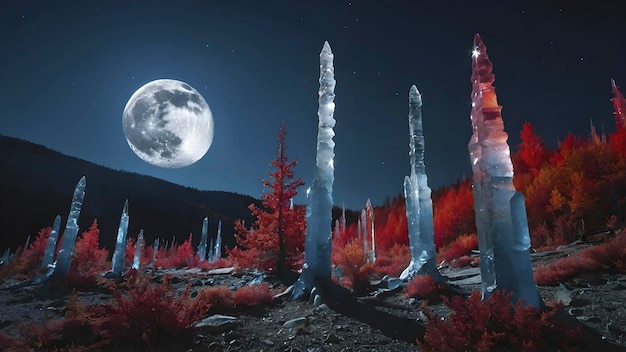 PSD crystal forest under the moonlight