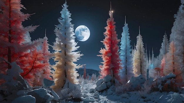 PSD crystal forest under the moonlight