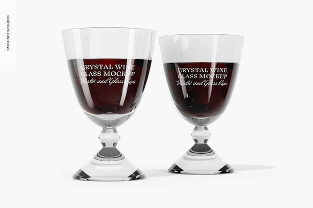 Crystal Wine Glasses Mockup, Front View