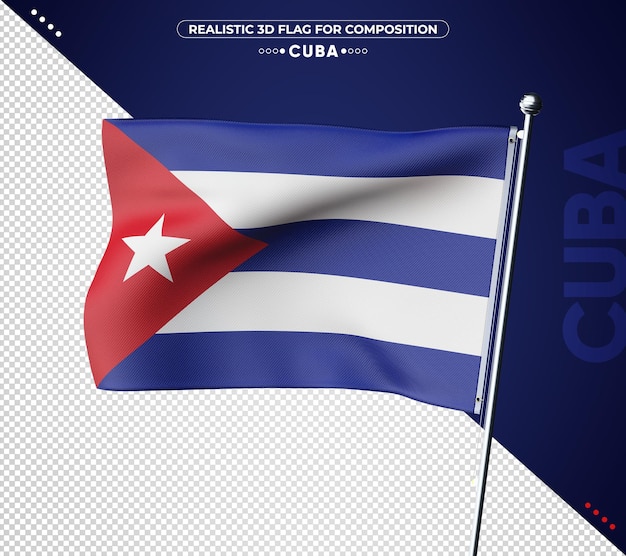 Cuba 3D flag with realistic texture