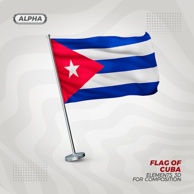 Cuba realistic 3d textured flag 