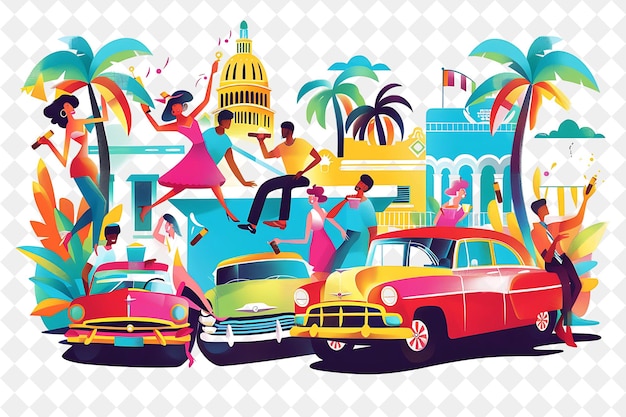 Cuban Salsa With Characters Having a Street Party Design Is People Life Style Flat Illustration