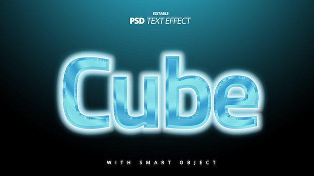 Cube ice blue 3d text effect editable template design