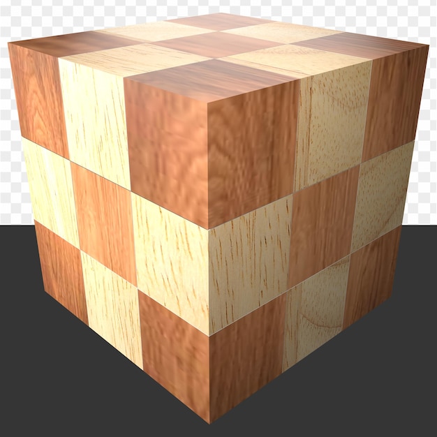 A cube with different colored squares on the top.