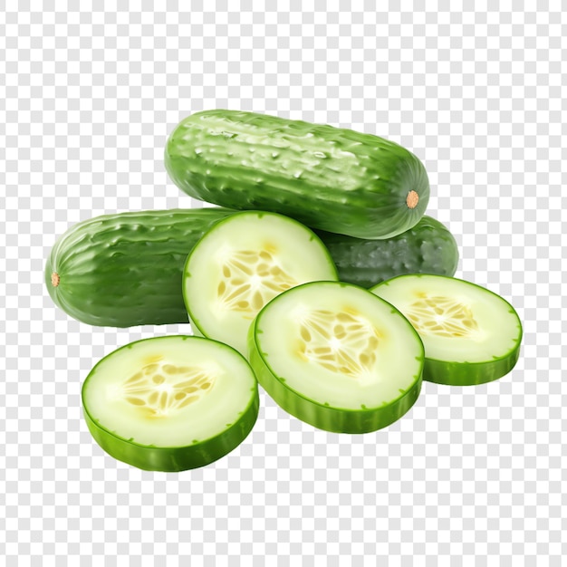 PSD cucumber slices on a transparent background