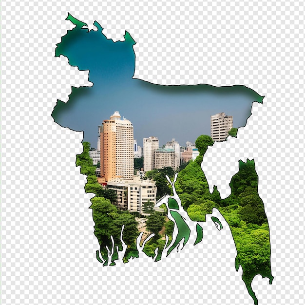 Cultural and Environmental Symbols on Bangladesh Map transparent background PNG