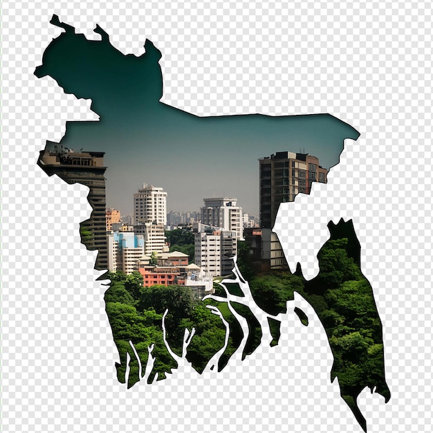 Cultural and Environmental Symbols on Bangladesh Map transparent background PNG