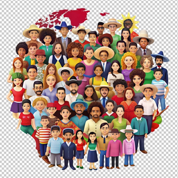 PSD cultural and ethnic diversity national hispanic day isolated on transparent background