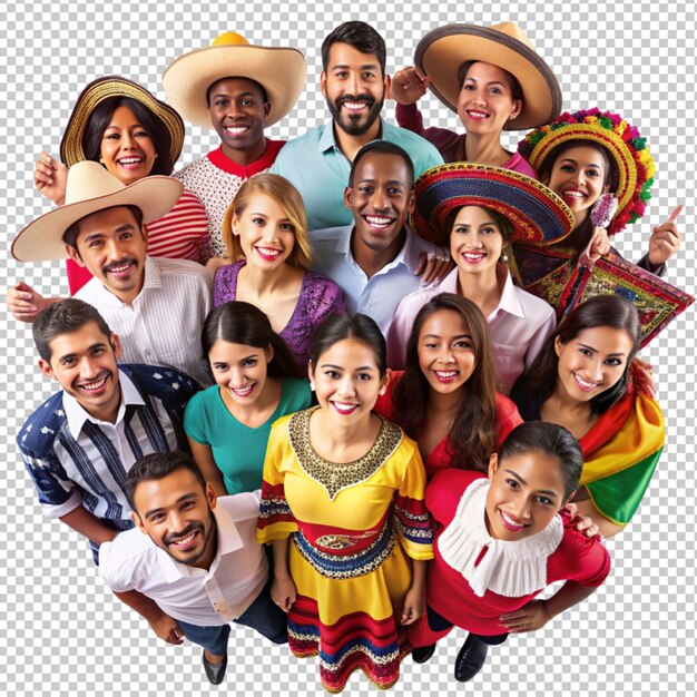 PSD cultural and ethnic diversity national hispanic day isolated on transparent background