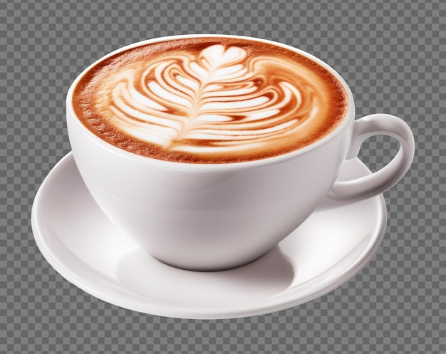 Cup of Cappuccino Coffee Isolated on Transparent Background