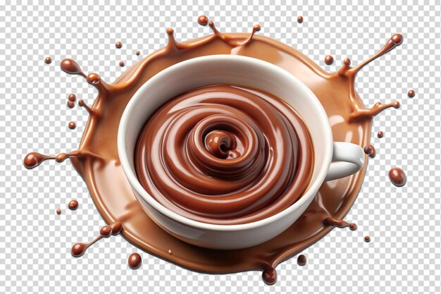 a cup of chocolate with a splash of chocolate