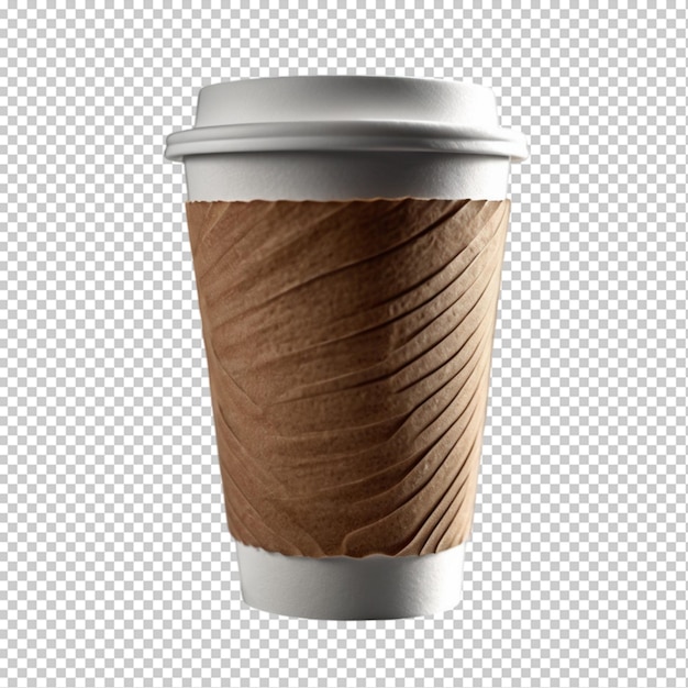 a cup of coffee with a brown wrapper on it