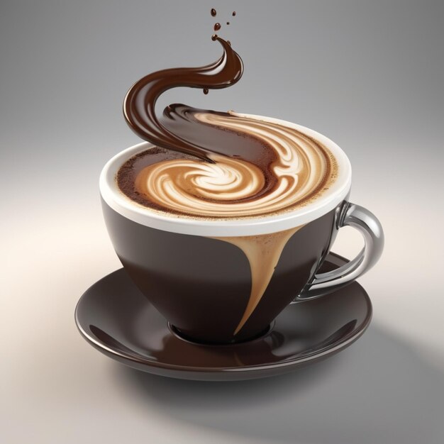 PSD a cup of coffee with a swirl of chocolate on it