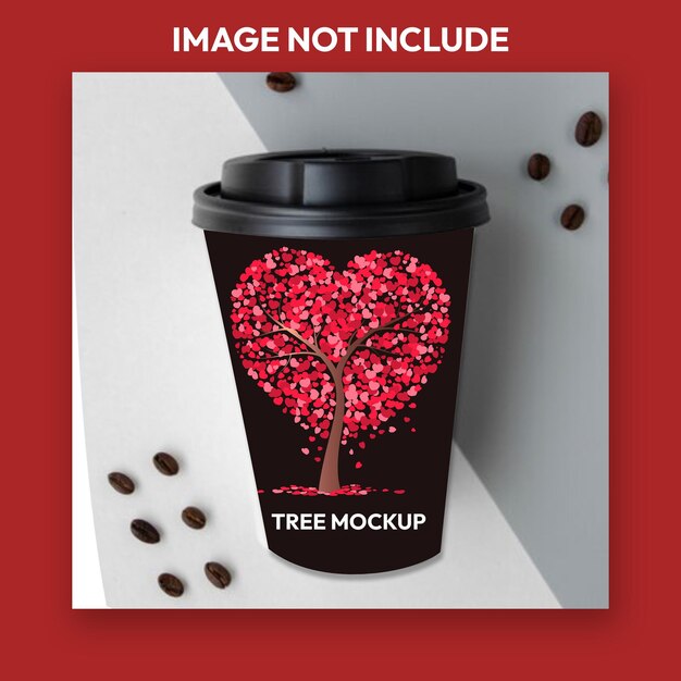 PSD a cup of coffee with a tree on the bottom