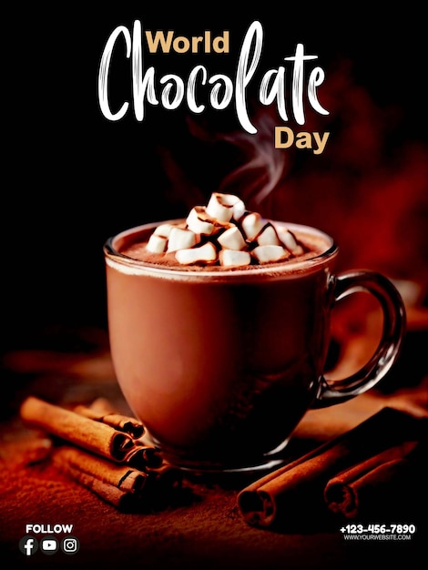 PSD a cup of coffee with the words  chocolate  on it