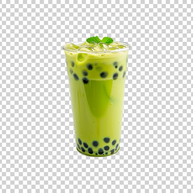 A cup of green drink or juice on a transparent background