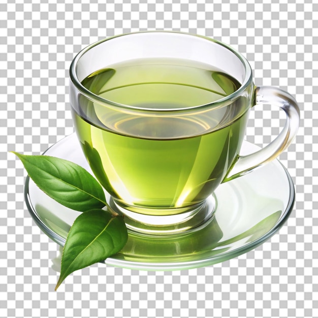 a cup of green tea on transparent background