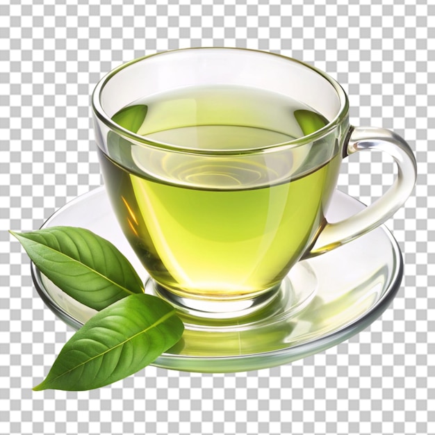 a cup of green tea on transparent background