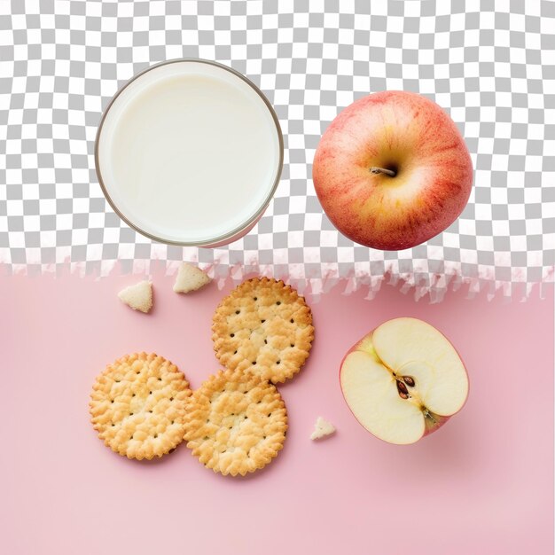 PSD a cup of milk and cookies are on a pink background