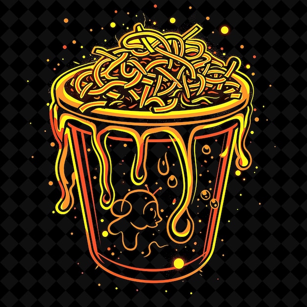 PSD a cup of noodles with a yellow liquid in it