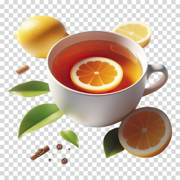 cup of tea with a lemon slice transparent background