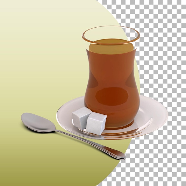 Cup of tea with sugar lumps on isolated