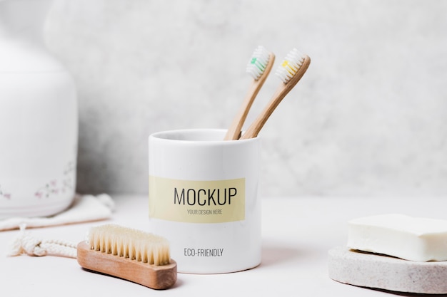 Cup with ecological tooth brush