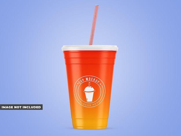 PSD cup with lid and straw mockup