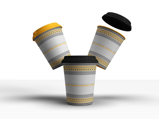 PSD a cup with a lid that says  coffee  on it