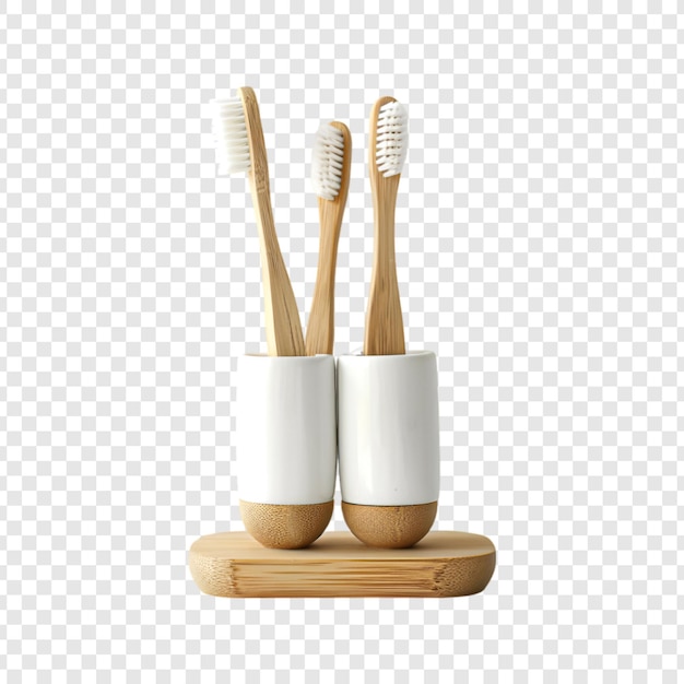 PSD cup with toothbrushes isolated on transparent background