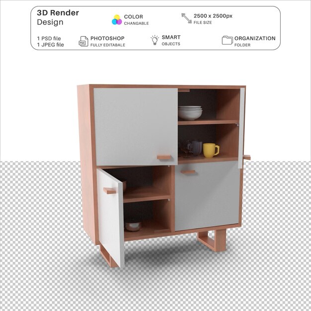 PSD cupboard 3d modeling psd file