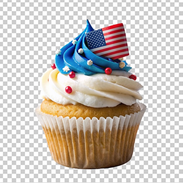 cupcake decorated with USA flag