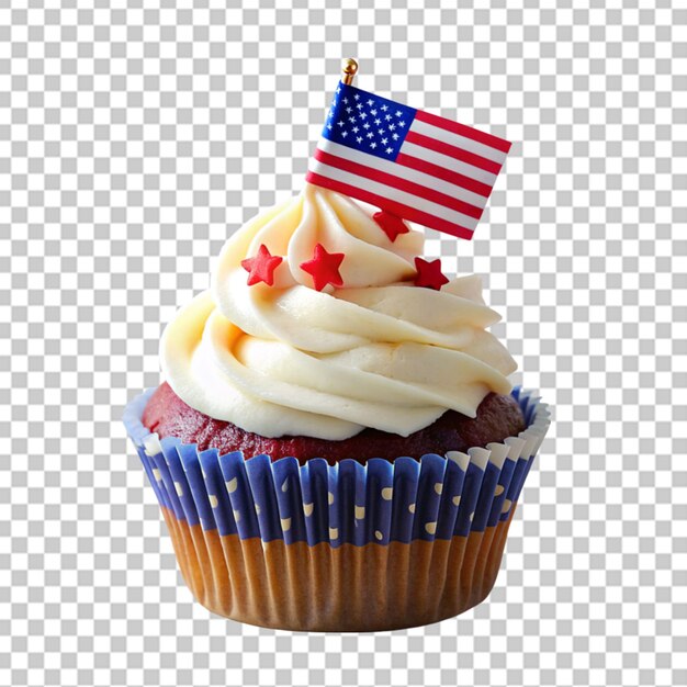 cupcake decorated with USA flag