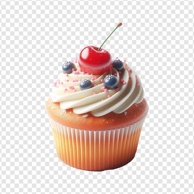 a cupcake with a cherry on top of it